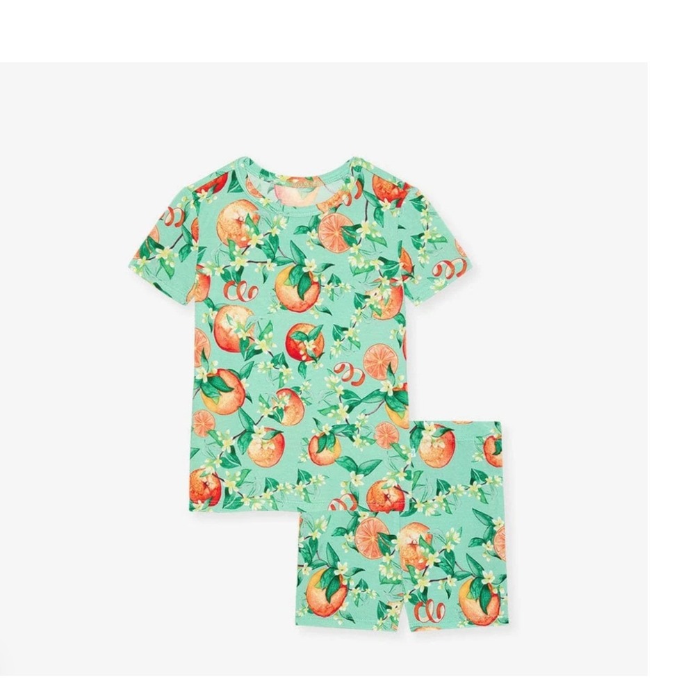 Posh Peanut Kids Arancia Citrus Bamboo Short Sleeve Pajama Set Shorts 7Y-8Y